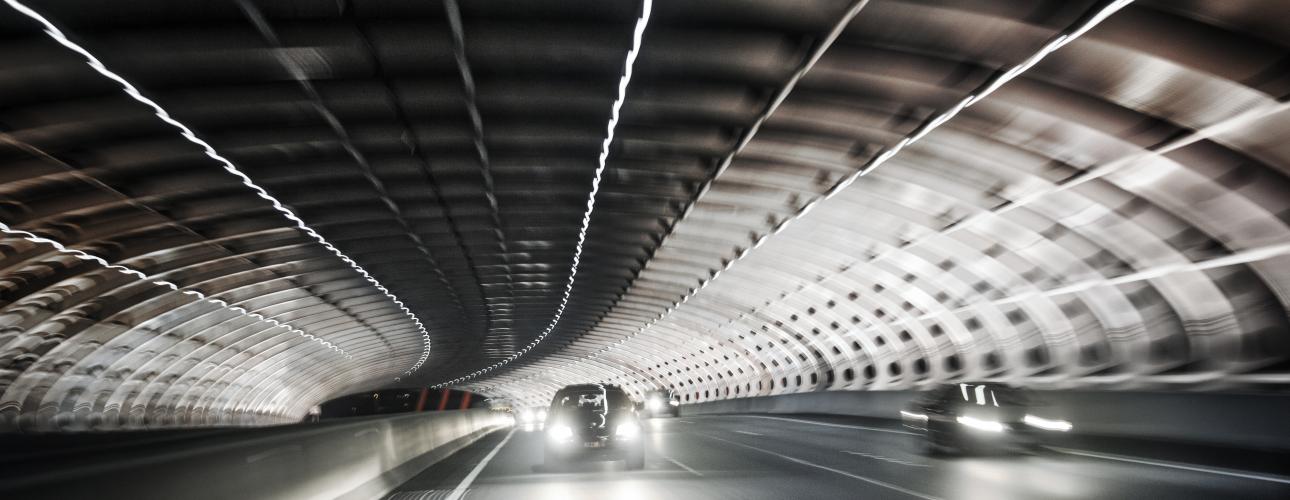 Melbourne city link street tunnel at night